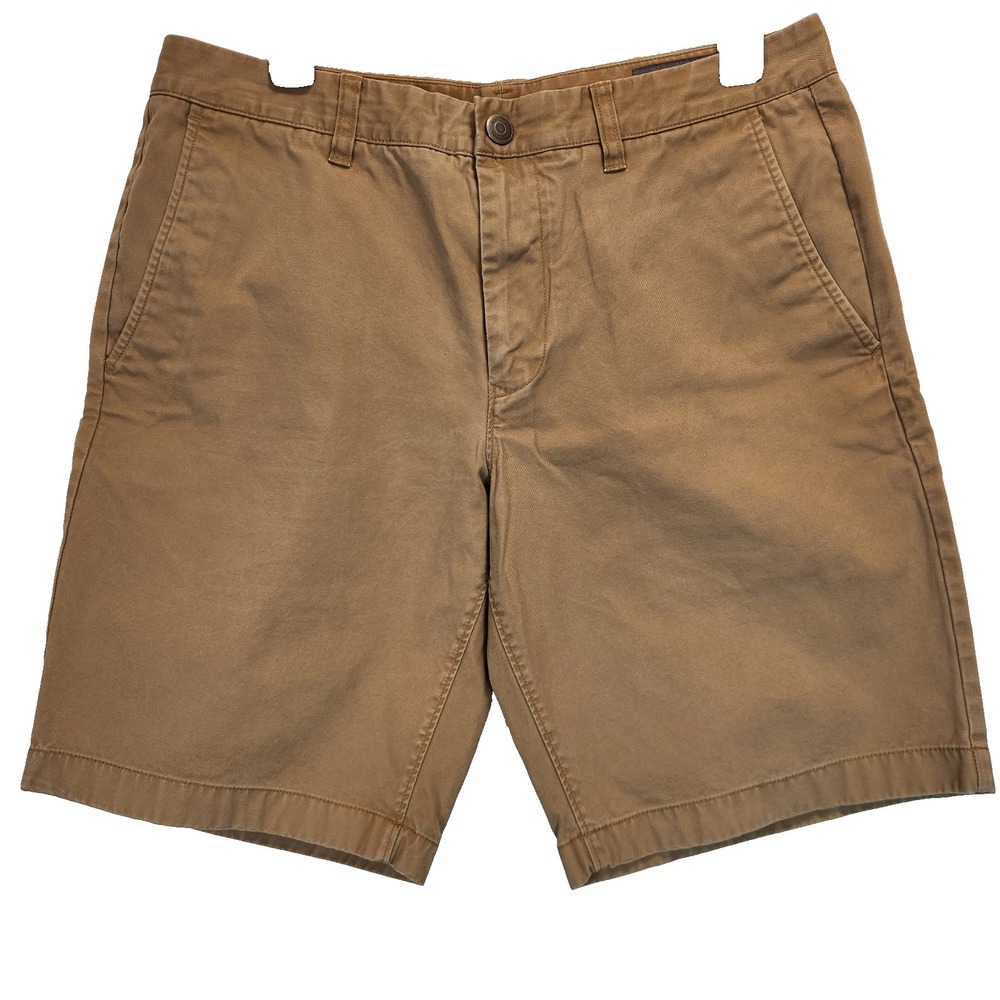 Bonobos Men`s Stretch Washed Chino Shorts Tan Khaki Brown Flat Front Size 32x9